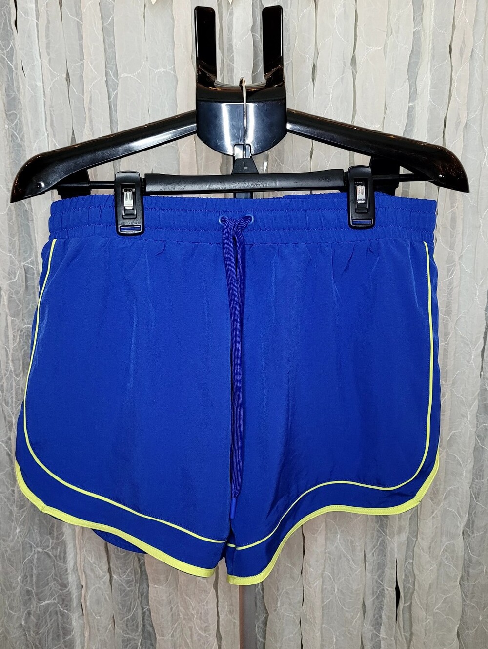 Very J Royal Blue Neon Piping Dolphin Running Active Shorts Built In Panty Large